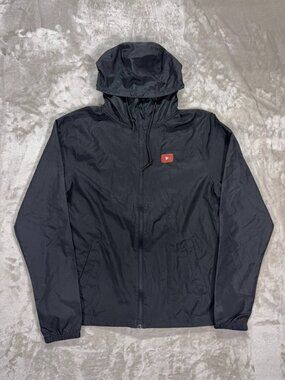 Google Men's Windbreaker Jacket YouTube Logo Full Zip Hooded Black - Size S